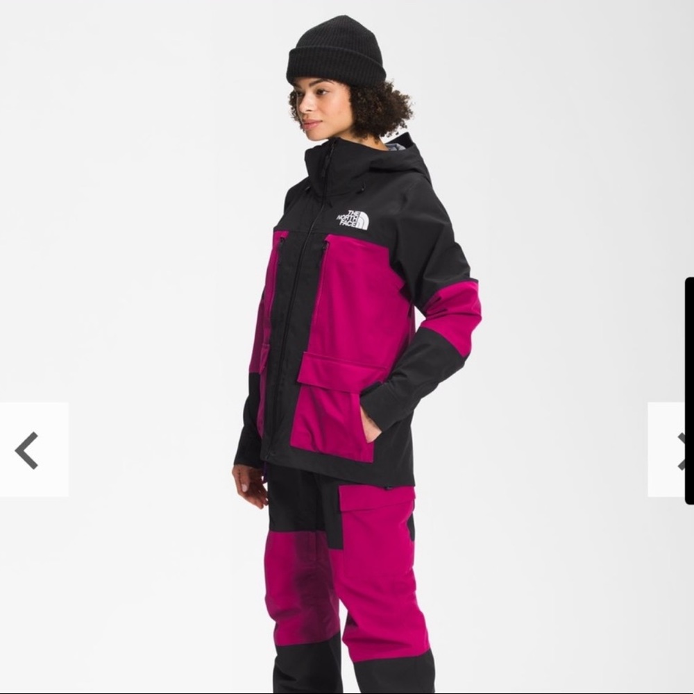 Womens Black and Pink North Face Dragline Jacket M (medium)